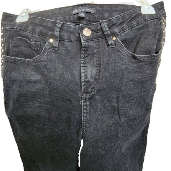 Signature 1 Studio Black Embellished Rocker Pants Size 8 Stretchy - Picture 3 of 7